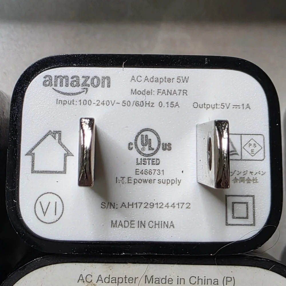Amazon AC Power Adapter Lot 7pc FANA7R PS39WR HD34BX 5W USB Wall Charger Plug W4